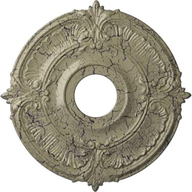 Imagem de Ekena Millwork CM18ATCSC Medalhões decorativos de teto modelados de acordo com padrões e designs históricos originais, Crackle de pedra do castelo
