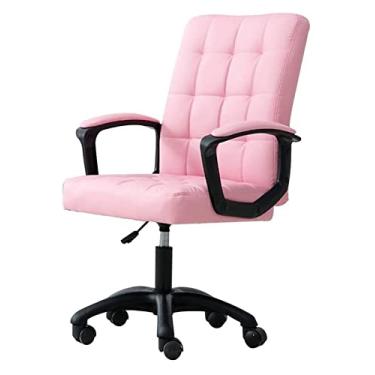 Imagem de Cadeira de escritório Elevação de cadeira de computador Assento de couro PU giratório Cadeira de escritório de aprendizado ergonômico Cadeira executiva ajustável em altura (cor: rosa) needed