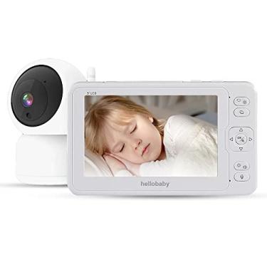 Imagem de H.elloBaby Babá Eletrônica Monitor Tela 5 pol Câmera Sem Fio Wifi 2.4Ghz Visão Noturna Infravermelha Canções de Ninar Resolução 1080p Ângulo de visão 110 graus Suporte a Conversação de Voz/No Brasil