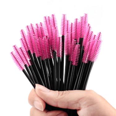 Imagem de Kit 50 Escova Escovinha Extensão Cílios Sobrancelhas Alongamento Pincel Aplicador Rímel Sombra Dobrável Maquiagem