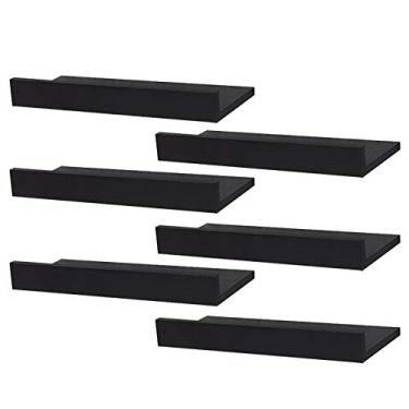 Imagem de Kit 6 Prateleiras Porta Quadros 50 x 15cm Preta Suporte Invisível