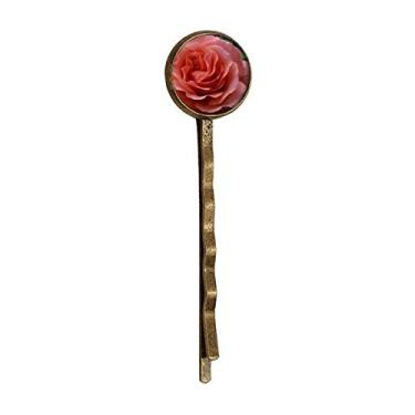 Imagem de Tiara estilo Bobby Pin de metal retrô com folhas verdes rosas para presente Art Deco