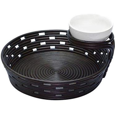 Imagem de Petisqueira Grande em Rattan com Bowl Pequeno em Porcelana