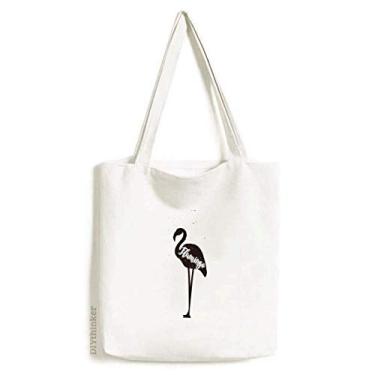 Imagem de Bolsa de lona preta e branca flamingo, bolsa de compras, bolsa casual