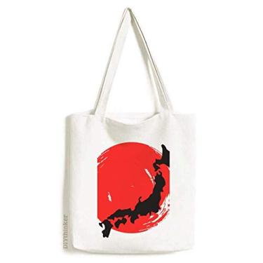 Imagem de Mapa preto abstrato Japão Art Deco presente moda sacola sacola de compras bolsa casual bolsa de mão