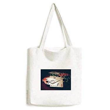 Imagem de Bolsa de lona para fotos e jogos com fichas de pôquer, bolsa de compras casual