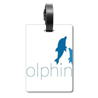 Imagem de Blue Ocean Docile Bolsa de mala de dois golfinhos Etiqueta de bagagem para cartão de bagagem