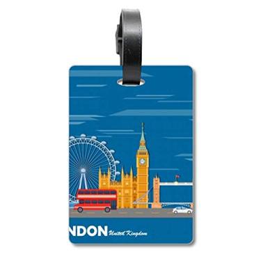 Imagem de London Eye Double Decker Buses Graffiti Mala Etiqueta de Bagagem para Cartão de Bagagem