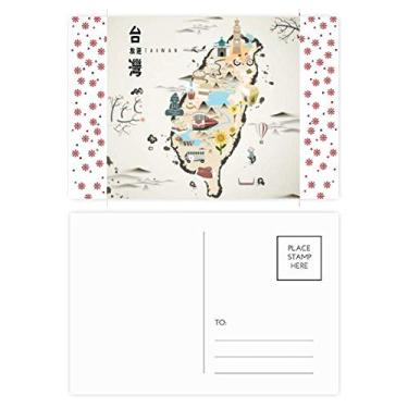 Imagem de Mapa de Taiwan com estampa de flores de Natal e Natal, cartão postal de bênção