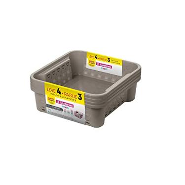 Imagem de Sanremo - Cesto Organizador Plástico Empilhável de 1,6 Litros, Embalagem Econômica Leve 4 Pague 3, Linha Moolti