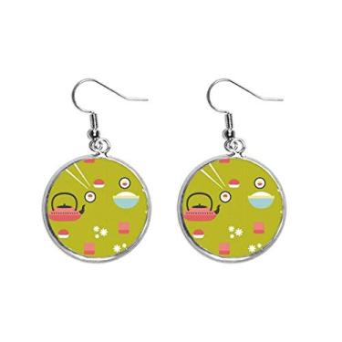 Imagem de Brinco feminino de prata com pingente de orelha de sushi japonesa de arroz