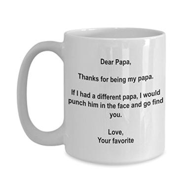 Imagem de SpreadPassion Funny Father's Day Papa Gifts - I'd Punch Another Papa In The Face Caneca de café - Caneca de cerâmica de 425 ml