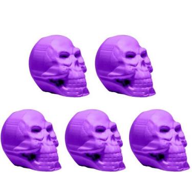 Imagem de 5 Mini Crânios Caveiras p/ Festa dia Bruxas Halloween Roxo - Toy Maste