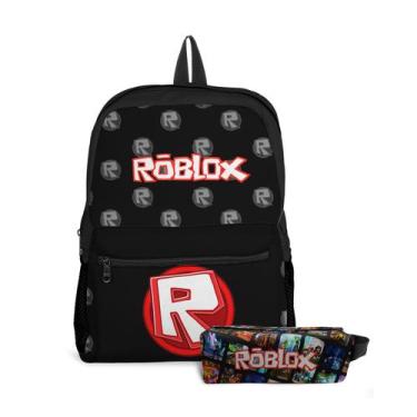 Imagem de Kit Mochila com bolso e Estojo Escolar Infantil Jogos Roblox Menino e 
