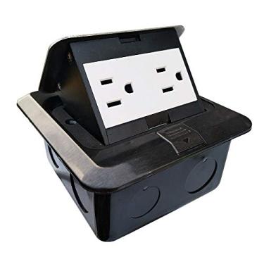 Imagem de Tomada elétrica de piso pop-up Kitchen bancada à prova d'água soquetes pop-out receptáculo caixa de aço inoxidável preto capa 15A