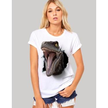 Imagem de Camisetas Infantil e Adulto Jurassic Park Dinossauro Velociraptor 3d -