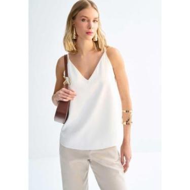 Imagem de Blusa Presenteável Minimal com Decote V e Alças-Feminino