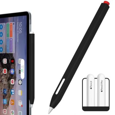 Imagem de AZF Estojo compatível com Apple Pencil 2ª geração, capa de caneta de duas cores combinando, conforto de silicone, compatível com carregamento magnético e clique duplo (preto)