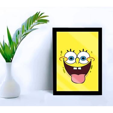 Imagem de Quadro Infantil Bob Esponja Sala Quarto C/ Vidro 33x25cm A4