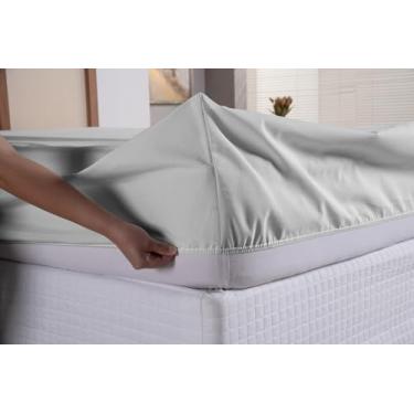 Imagem de Lençol Avulso Com Elástico 400 Fios Toque Macio Varios Tamanhos Solteiro - Casal - Queen - King (Cinza, King)