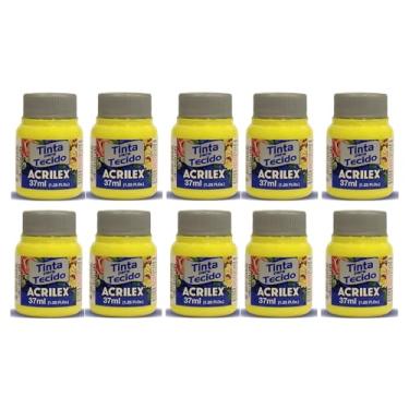Imagem de Tinta Para Tecido Fosca Acrilex 37ml 10 Unidade Artesanato Fixação Frio Alta Cobertura – Fixação a Frio e Alta Cobertura Com Acabamento Fosco, Este Kit É A Escolha Perfeita Para Quem Busca Qualidade (Amarelo Limão 504)