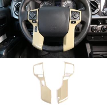 Imagem de LLKUANG Adesivos de acabamento de capa cromada para volante de carro adequado para Toyota Tundra 2014-2021 Tacoma 2016-2022 ABS acessórios de acabamento de capa de volante (cinza, estilo 3 + 2 furos)