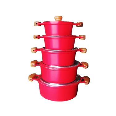 Imagem de Jogo De Panelas Alumínio Batido Fundido Vermelha Extang