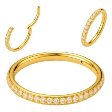 Imagem de Genérico Piercing de Argola Titânio Argola Click Cravejada 6mm, 8mm, 10mm ou 12mm (Dourado, 6mm)