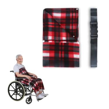 Imagem de EHUELDER Cobertor para cadeira de rodas com arnês - antiderrapante ajustável para idosos e adultos, cobertores de flanela de lã conversíveis para cachecol/poncho, leve para cuidados diários