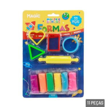 Imagem de Massinha de Modelar 11 Peças com Moldes Formas - Tudo em Caixa