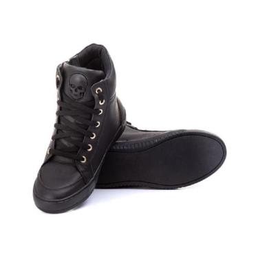 Imagem de Tenis Sneaker Fitness Feminino Botinha Academia Couro Ziper - Bawmi, P