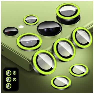 Imagem de Kucheed Protetor de lente de câmera luminoso para Samsung Galaxy S22 Ultra, protetor de tela colorido de vidro temperado noctilucente, alinhamento automático, anéis de liga de alumínio