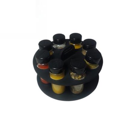 Imagem de Porta Temperos Condimentos Redondo Com Kit de Potes com Tampa Dosadora(8 potes - Com Adesivos)