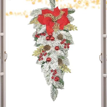 Imagem de Guirlanda Artificial Para Decoração De Natal,Decorações de Natal com Pinhas e Bagas - Guirlanda Suspensa Para Porta Em Forma De Lágrima,Para Lareira Alpendre Parede Janela Festa