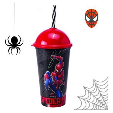 Imagem de Copo Com Canudo Super Herois Homem Aranha 500 Ml Plasutil - Plasútil