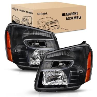 Imagem de Nilight Conjunto de farol compatível com Chevy Equinox SUV OE 2005 2006 2007 2008 2009 Faróis de substituição estilo OE, preto, refletor amarelo, lado do passageiro e do motorista