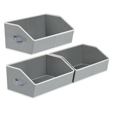 Imagem de Homsorout Organizador De Prateleiras Trapezoidal Para Armários - Cestas Grandes Para Organizar, Cubos De Armazenamento De Tecido Para Prateleiras, Caixas Organizadoras Para Roupas, Cobertores, Pacot