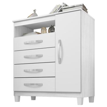 Imagem de Comoda Sapateira 1 Porta 4 Gavetas 84 Cm Moden 2258 Branco Flex Incp