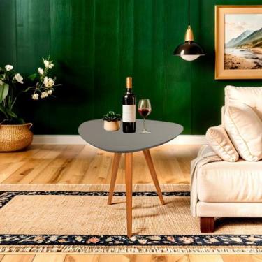 Imagem de Mesa Lateral Pé Palito Laca Orgânico Libano 60x70 Cinza - Casa Uai