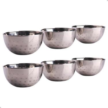Imagem de Kit Mini Bowl Tigela Para Petiscos e Sobremesa Inox Martelado 170ml - 