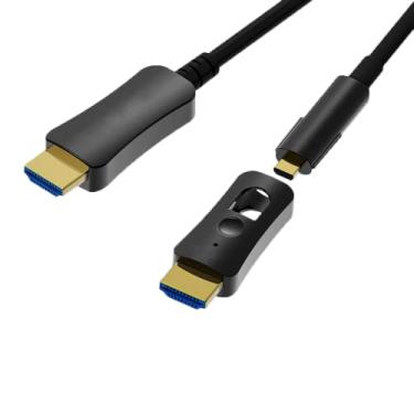 Imagem de Cabo HDMI 2.0 8K Fibra Óptica Ativa de 10 Metros - 2 em 1 Plug Destacável