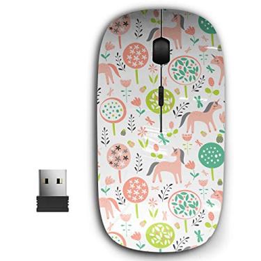Imagem de Mouse sem fio USB ergonômico portátil 2,4 G para PC, laptop, computador, notebook com nano receptor (unicórnio feminino)