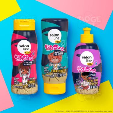 Imagem de Kit 3 #ToDeCachinho Kids Cabelos Ondulados Cacheados Crespos Infantil Shampoo + Condicionador + Creme Pentear