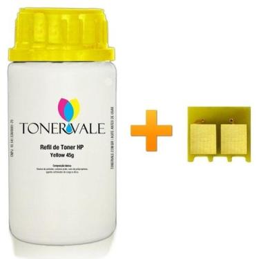 Imagem de Kit Toner Refil + Chip Toner TankFull Para HP 125A CB542A Yellow - HP 