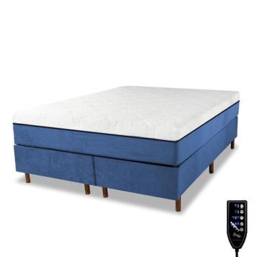 Imagem de Cama Box e Colchão Magnético Massageador - Therapy Life Basic, Azul, K