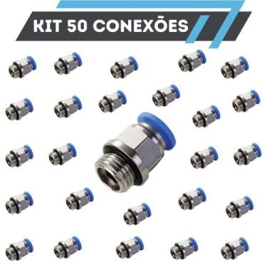 Imagem de Conexão Engate Rápido Macho Rosca 1/2 X 10mm Pneumática 50 Peças - Pre