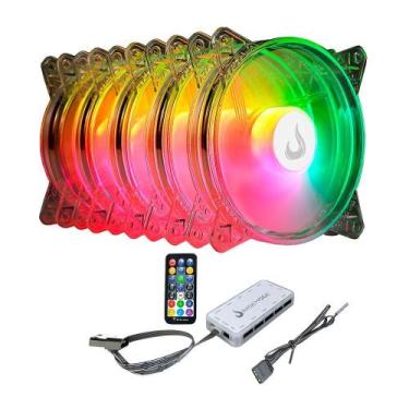 Imagem de Kit Com 5 Ventoinhas Rise Mode Crystal Sound, 120mm, ARGB, Transparent