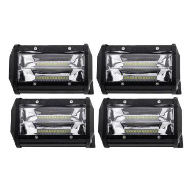Imagem de Kit 4 Farol Milha Auxiliar 24led 72w 9v60v Retangulo Offroad - Briwax