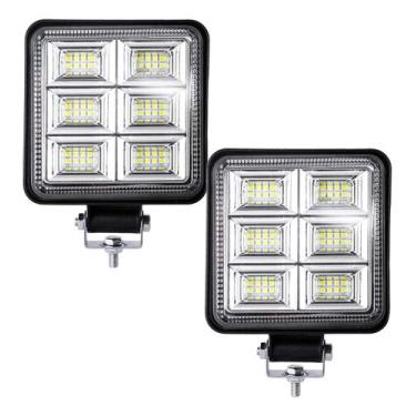 Imagem de Kit 2 Farol Milha Auxiliar 48led 144w 9v36v Quadrado Offroad - Briwax