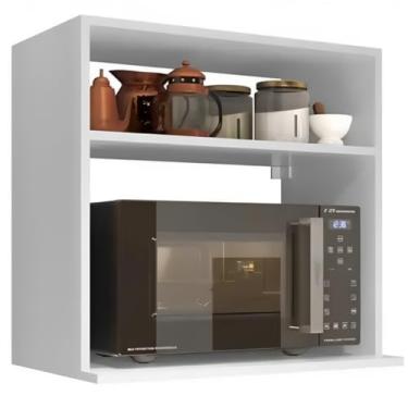 Imagem de Suporte Duplo 100% MDF Aéreo Para Micro-ondas Suspenso Cor Branco